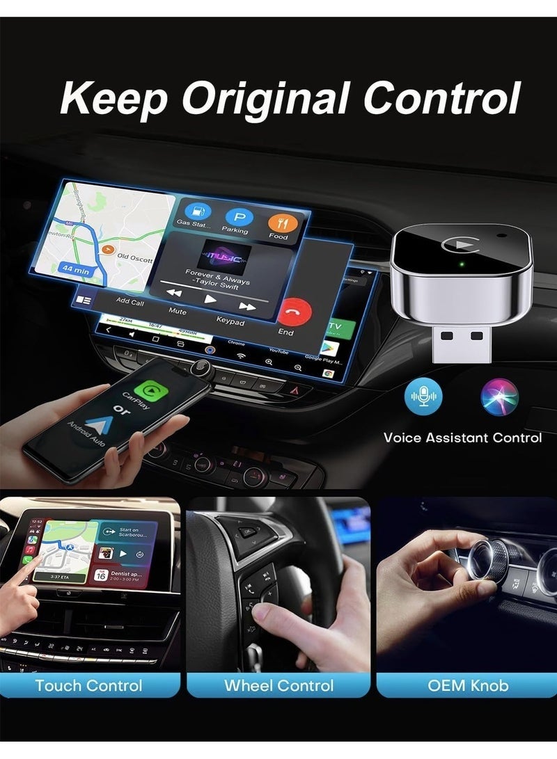Stars Market Upgrade 2-in-1 Wireless CarPlay & Android Auto Adapter, Plug & Play CarPlay Dongle Converts Wired to Wireless, Ultra-Fast Auto Connect, Lag-Free Streaming，Compact Design for iPhone & Android with USB/USB-C Port - Image 2